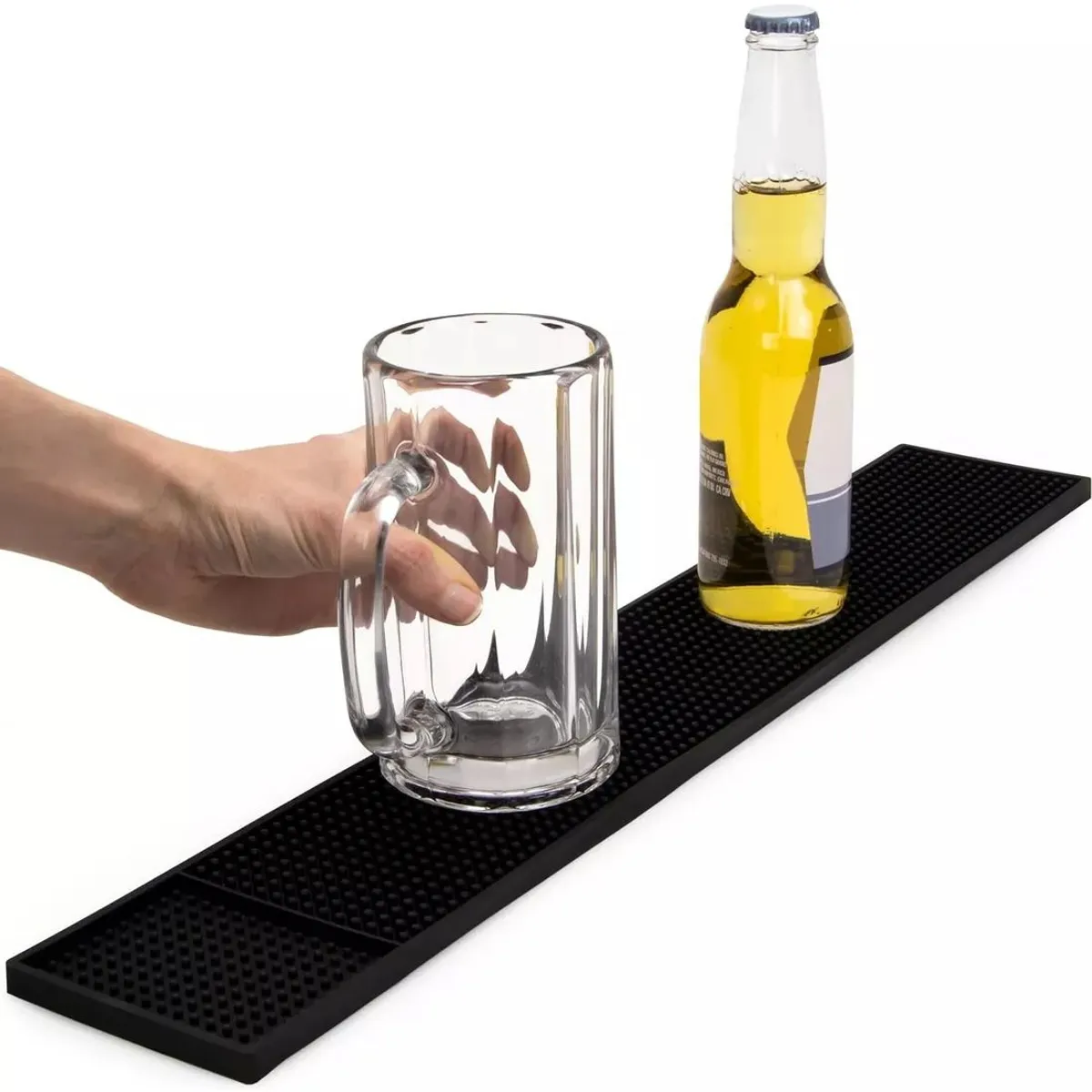 KUANGYE - Goma Bar Negra 59 X 8 Cm Escurridor Vaso Copas Barmat
