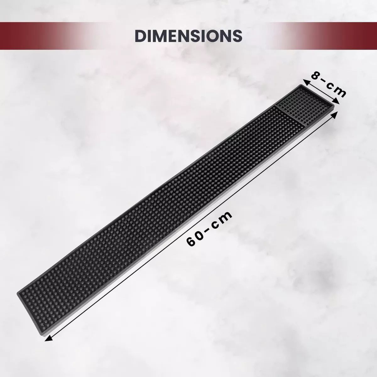 KUANGYE - Goma Bar Negra 59 X 8 Cm Escurridor Vaso Copas Barmat