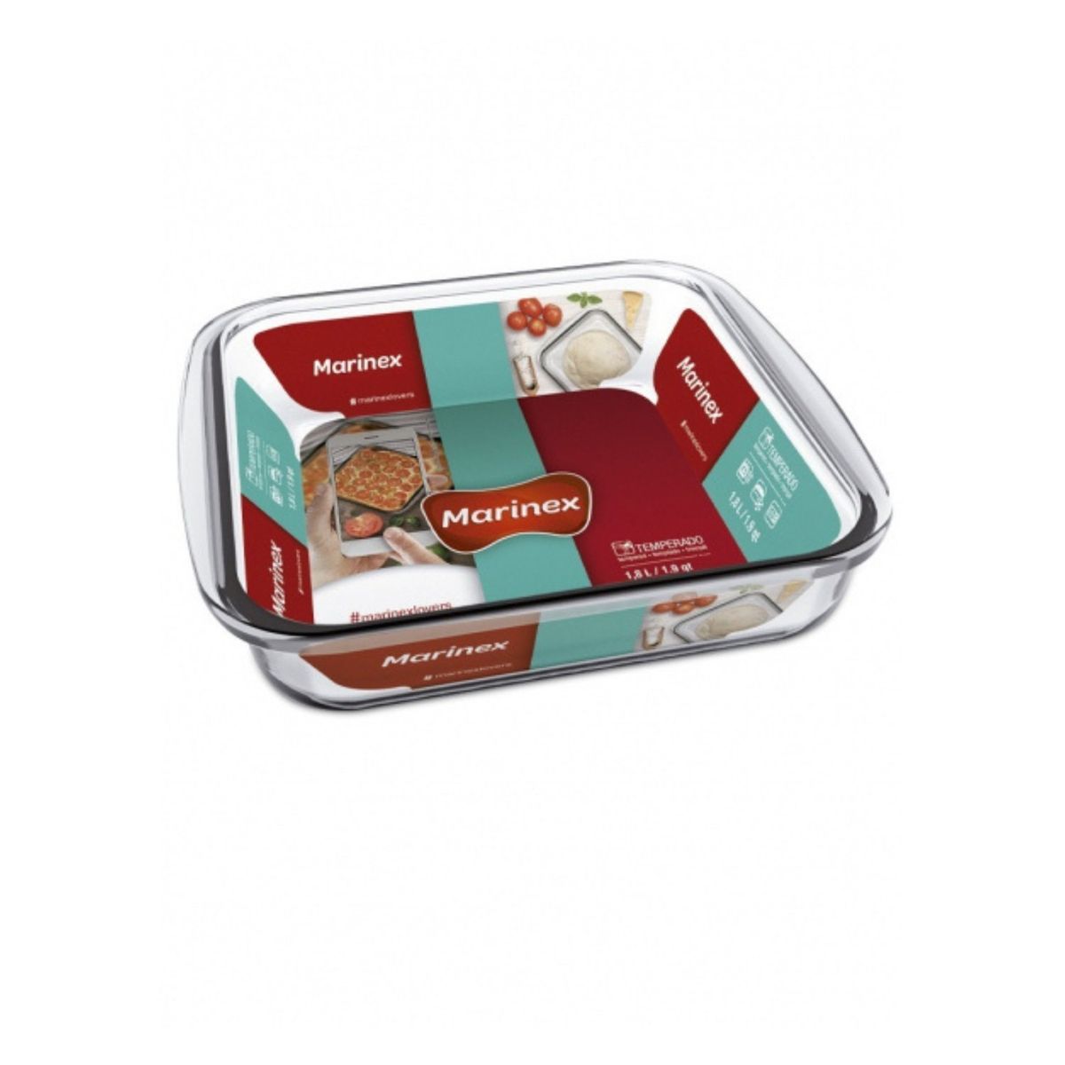 MARINEX - Fuente Asadera Cuadrada Marinex 1800mL Horno Microondas