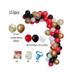 MIDO - Decoración Globos Fiesta Arco Cumpleaños Negro-rojo 113 Pz