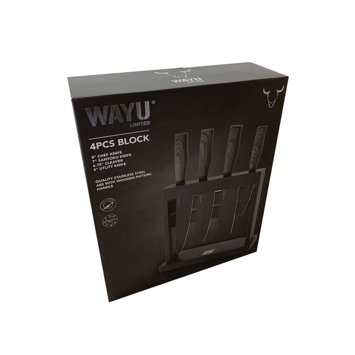 WAYU - Conjunto De Cuchillos Acero Taco 4 Pcs Wayu Negro