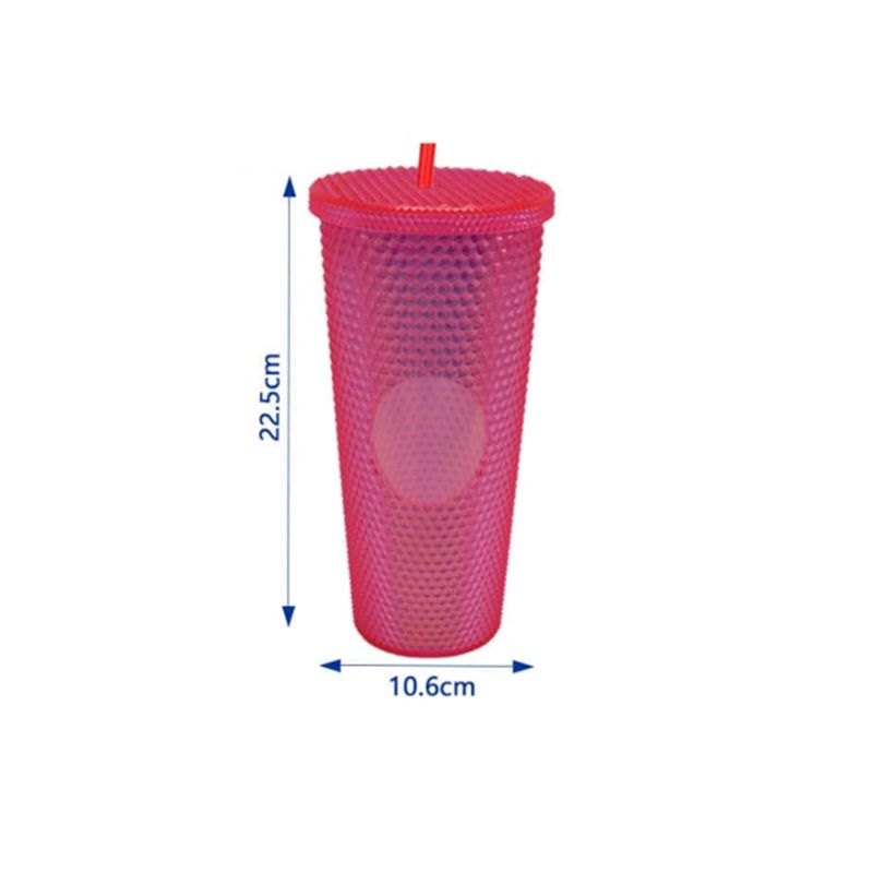 GENERICO - 700ml BOTELLA DE AGUA CON BOMBILLA  Color Rosado