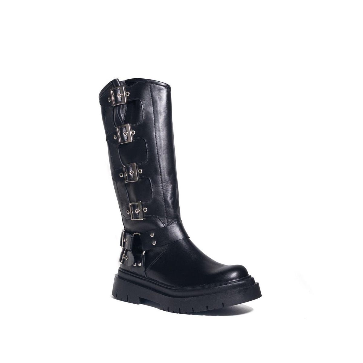 VANESSA GIL - BOTA DE CUERO BIKER NEGRA