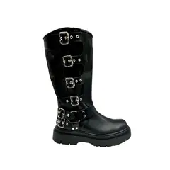 VANESSA GIL - BOTA DE CUERO BIKER NEGRA