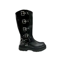 VANESSA GIL - BOTA DE CUERO BIKER NEGRA