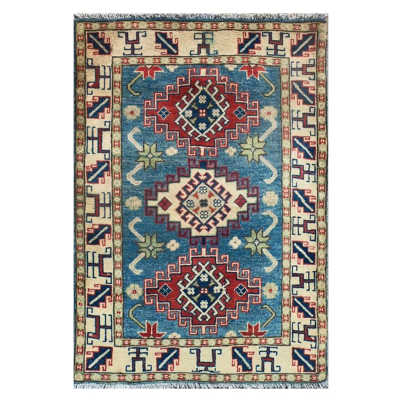CONSORCIO PERSA - Alfombra Persa Clásica de Lana, Kazak 1.10 x 0.90 mts.