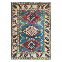 CONSORCIO PERSA - Alfombra Persa Clásica de Lana, Kazak 1.10 x 0.90 mts.