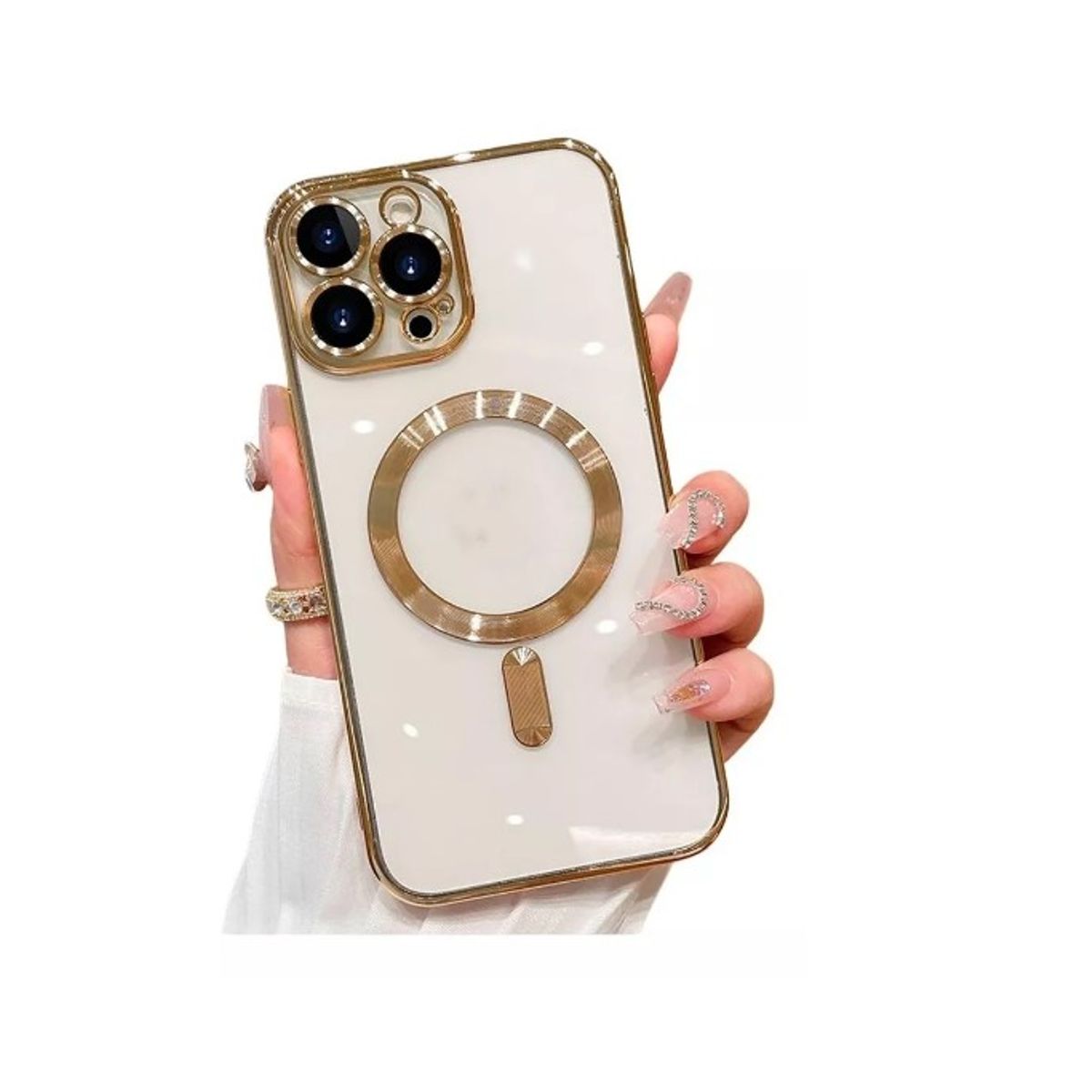 GENERICO - Carcasa Magsafe Protector De Camara Para iPhone 11 12 13 14 Dorado