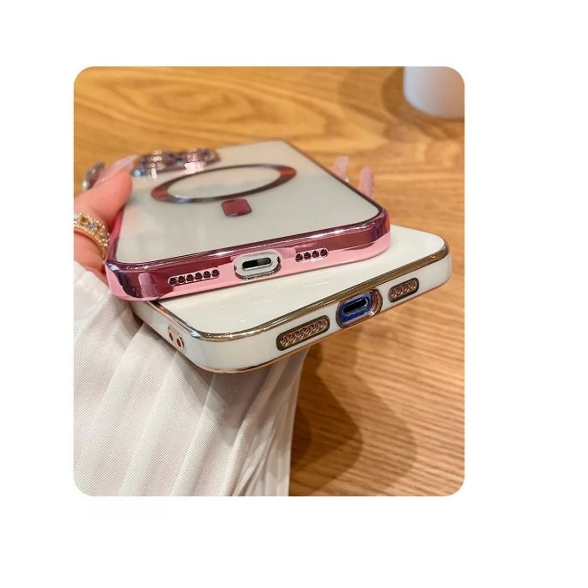GENERICO - Carcasa Magsafe Protector De Camara Para iPhone 11 12 13 14 Dorado