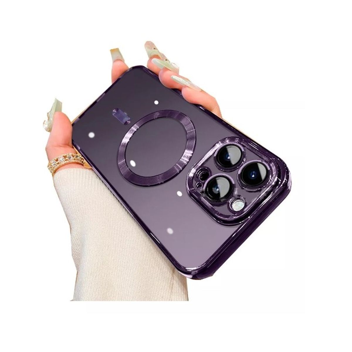 GENERICO - Carcasa Magsafe Protector De Camara Para iPhone 11 12 13 14 Morado