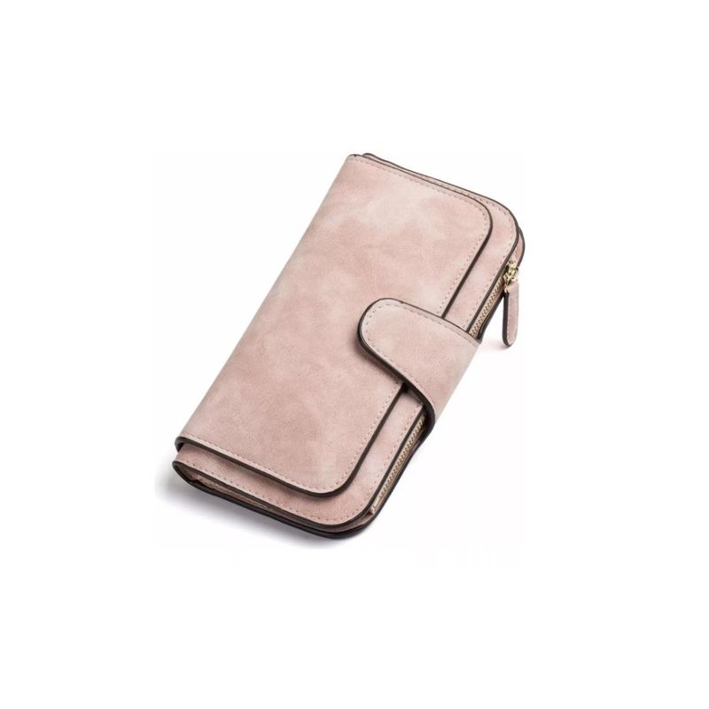 GENERICO - Billetera Monedero Larga Para Mujer De Cuero Pu Cartera Rosa