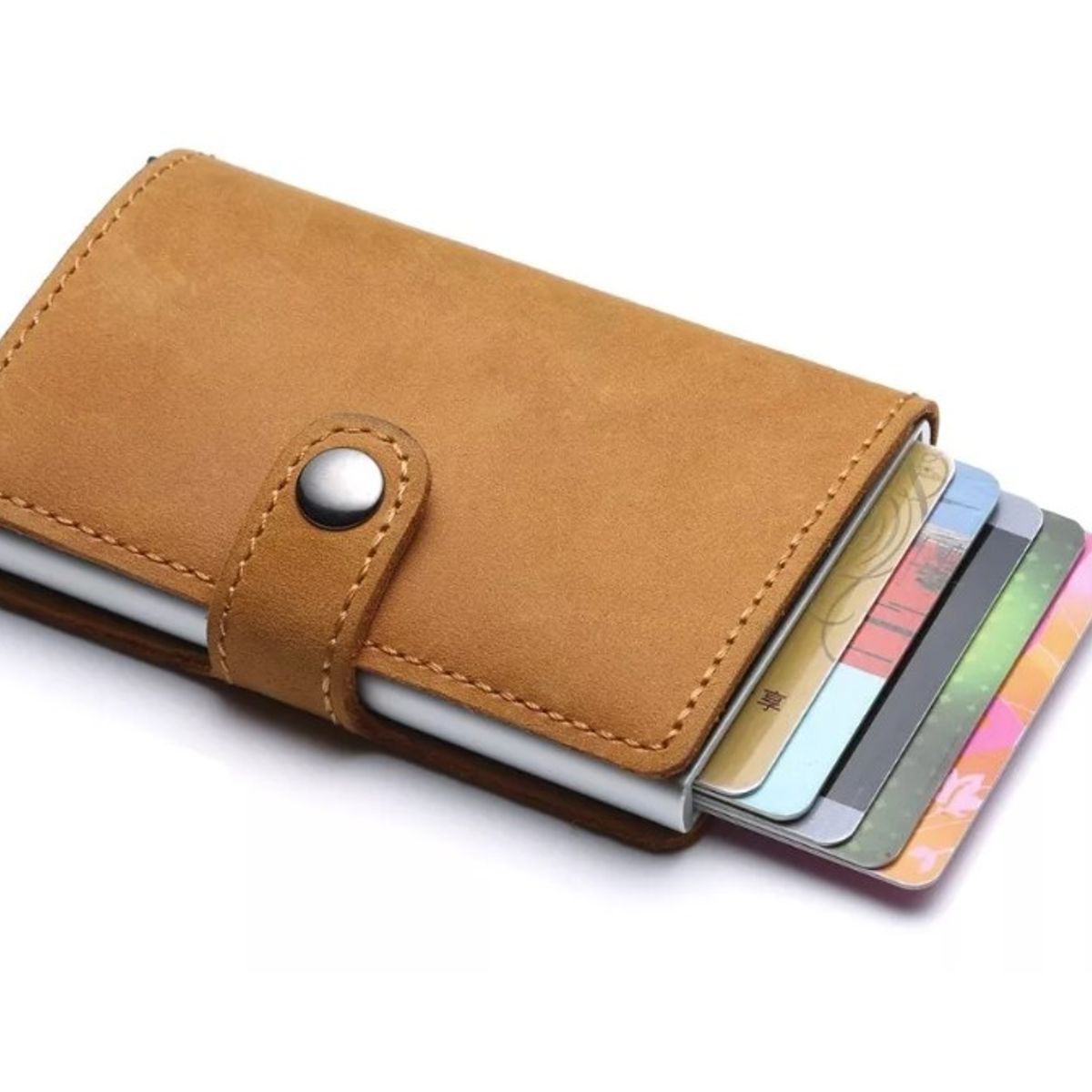 GENERICO - Billetera Tarjetero Cuero Minimalista Hombre Mujer  Rfid Café