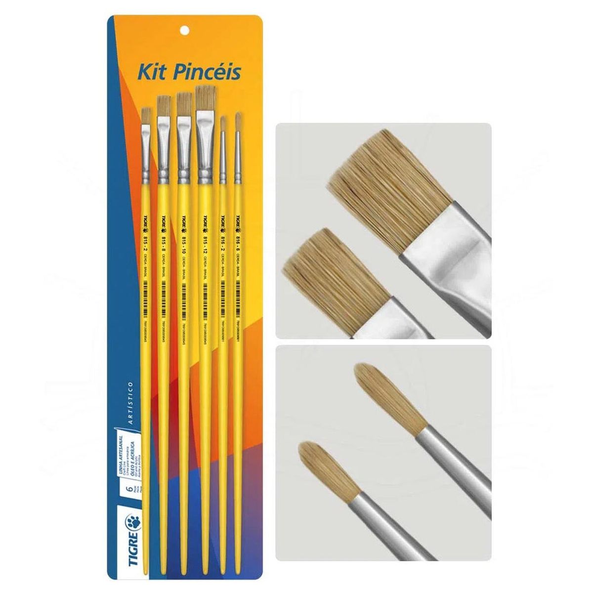 TIGRE - SET PINCELES PARA PINTAR CERDA NATURAL