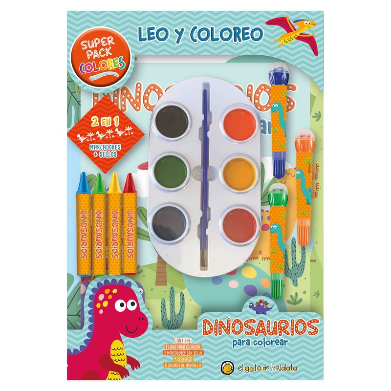 EDITORIAL GUADAL - LIBRO LEO Y COLOREO SUPERPACK - DINOSAURIOS