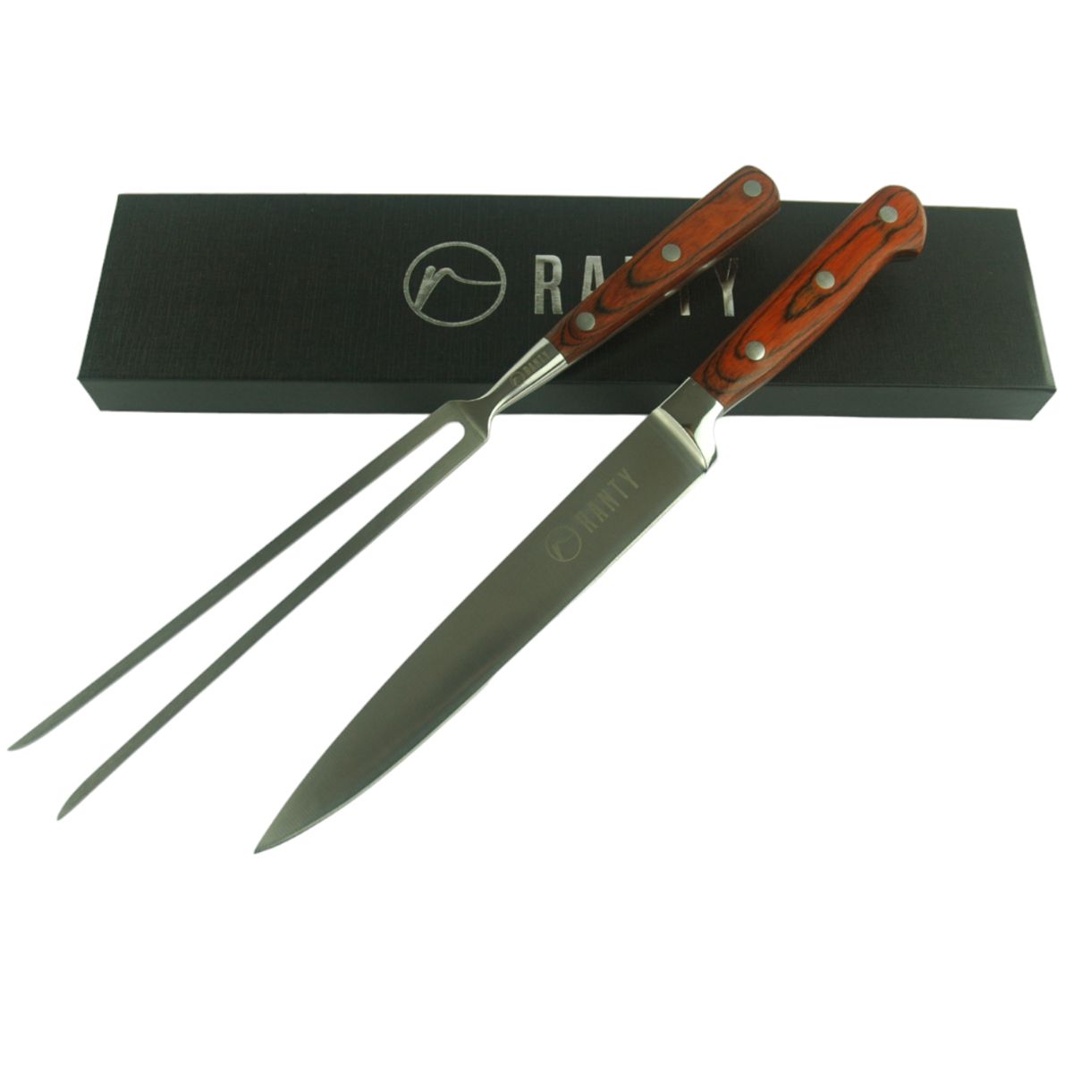 RANTY - KIT PARRILLERO CUCHILLO Y TENEDOR TRINCHADOR
