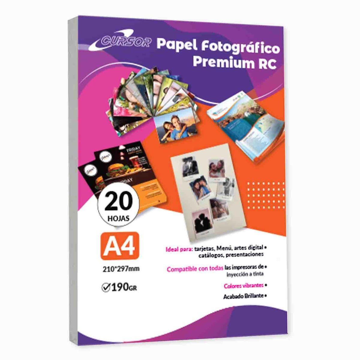 CURSOR - Papel Fotográfico Premium RC 190GR 20H - Cursor - Blanco