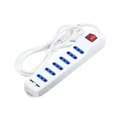 GENERICO - Alargador Multiple 6 Tomas y 2 USB 1,5 Mts Blanco