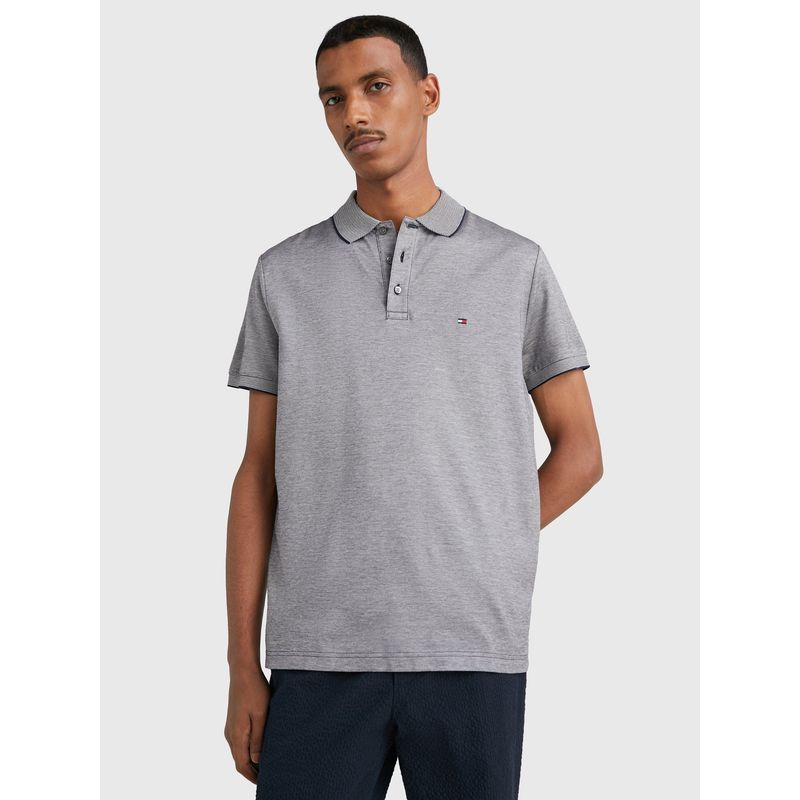TOMMY HILFIGER - Polo Oxford Logo Regular Fit Gris Tommy Hilfiger