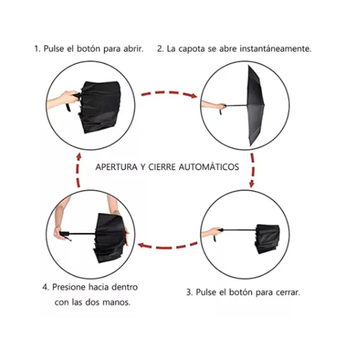 ESHOPANGIE - Paraguas Pliegue Automatico 12 Marco Soporte