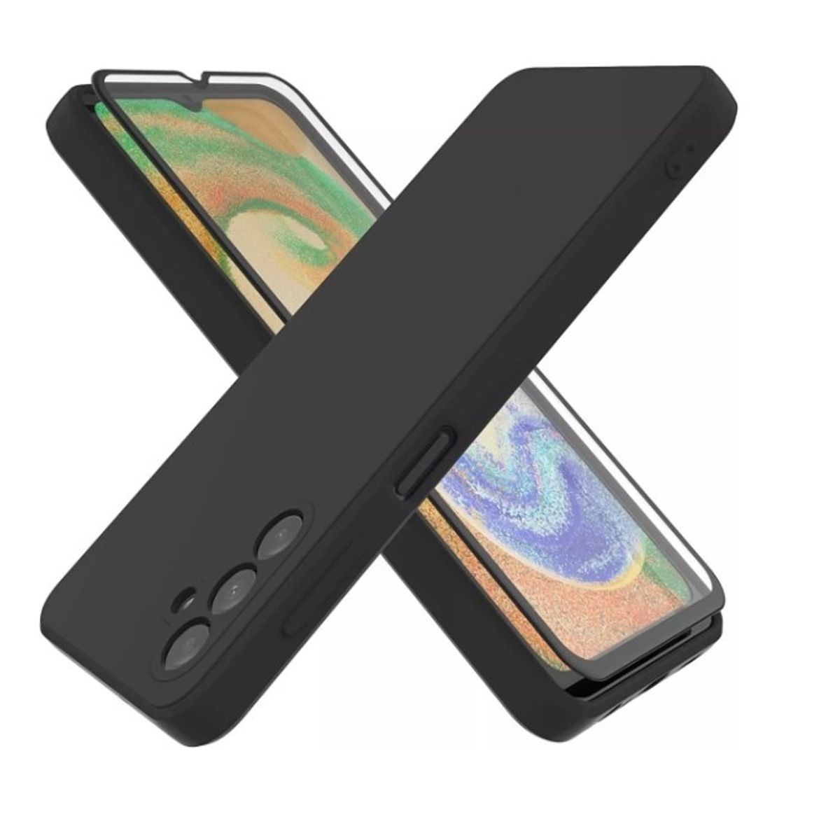 GENERICO - Carcasa Silicona Para Samsung A04S + Lamina Completa Negro