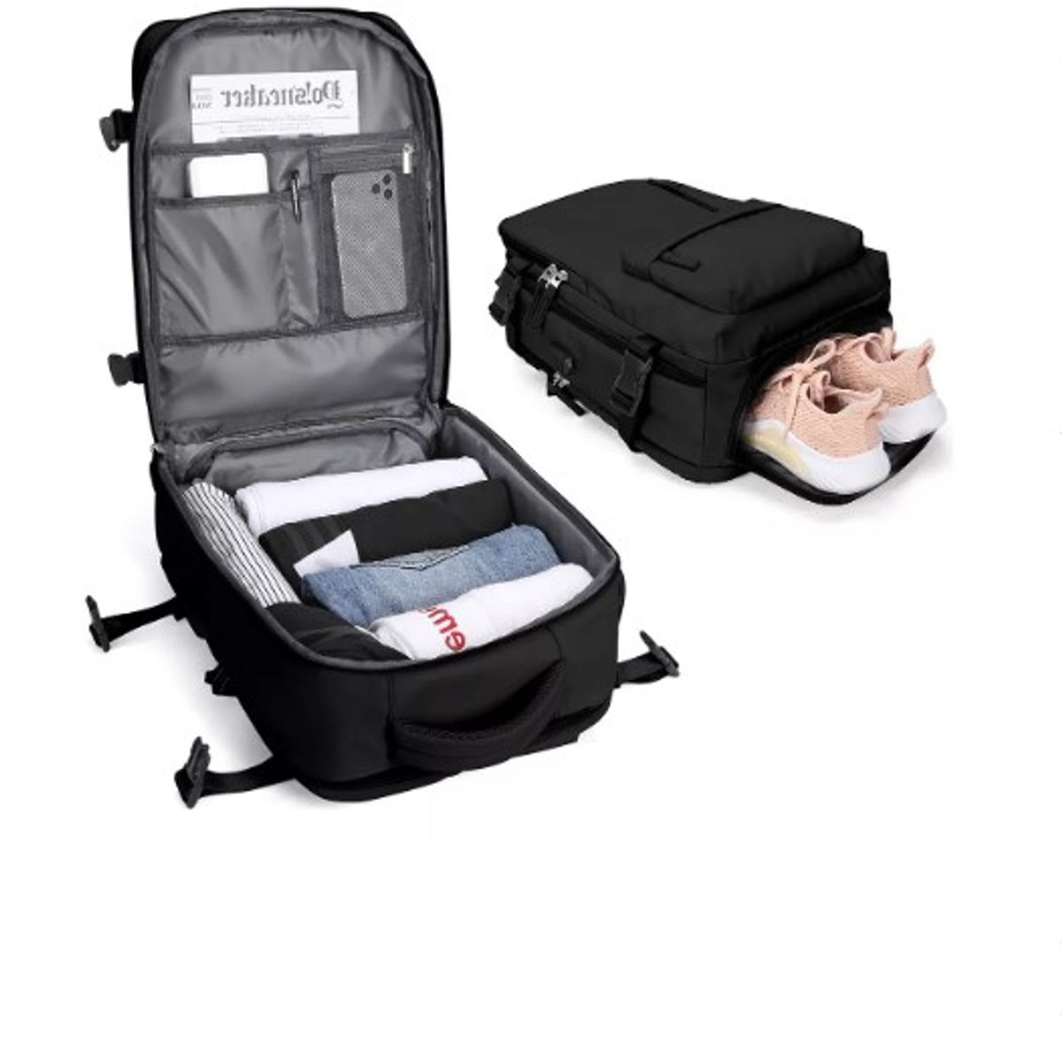 GENERICO - Mochila viaje Genérica Large Travel Backpack negro diseño lisa 40L