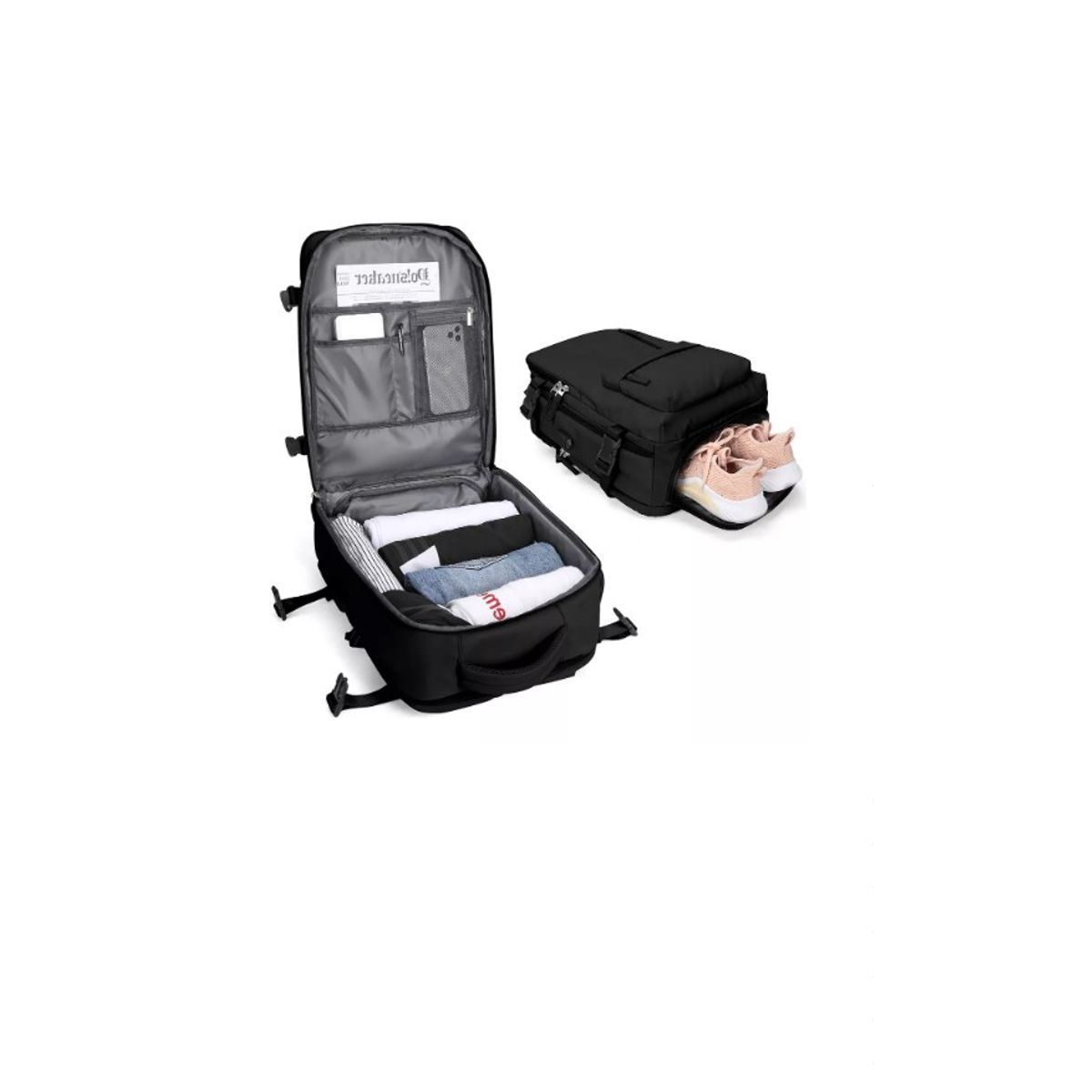 GENERICO - Mochila viaje Genérica Large Travel Backpack negro diseño lisa 40L