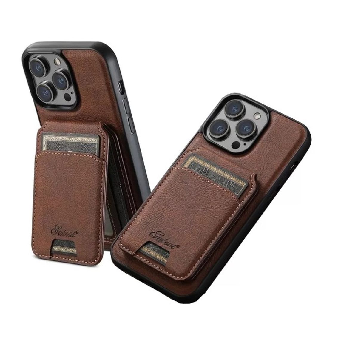 GENERICO - Carcasa Cuero Para iPhone 15 Pro Más Billetera