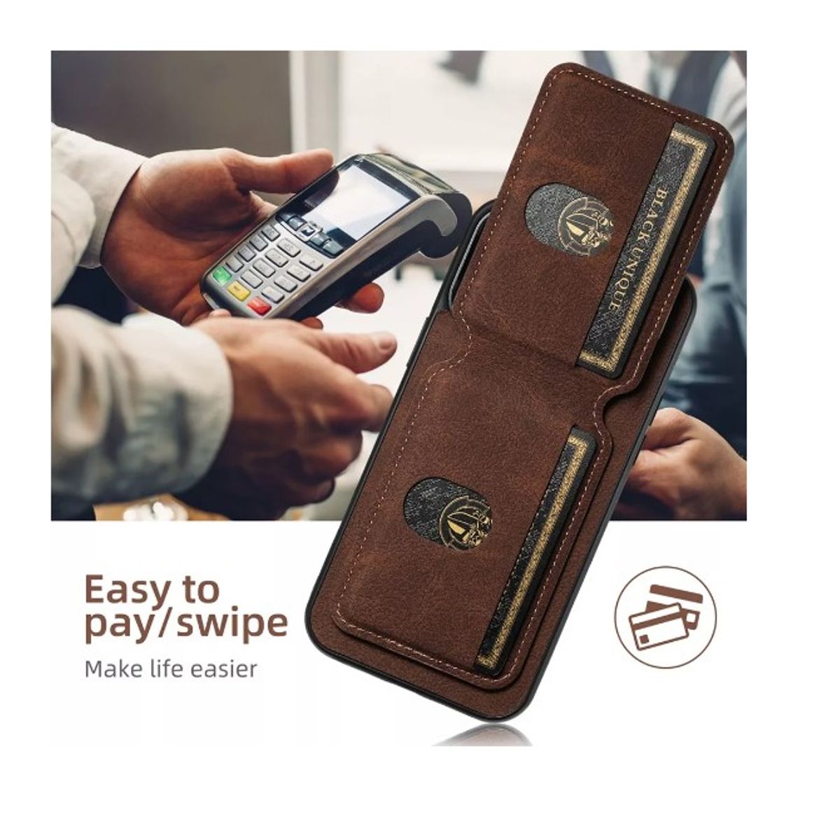 GENERICO - Carcasa Cuero Para iPhone 15 Pro Más Billetera