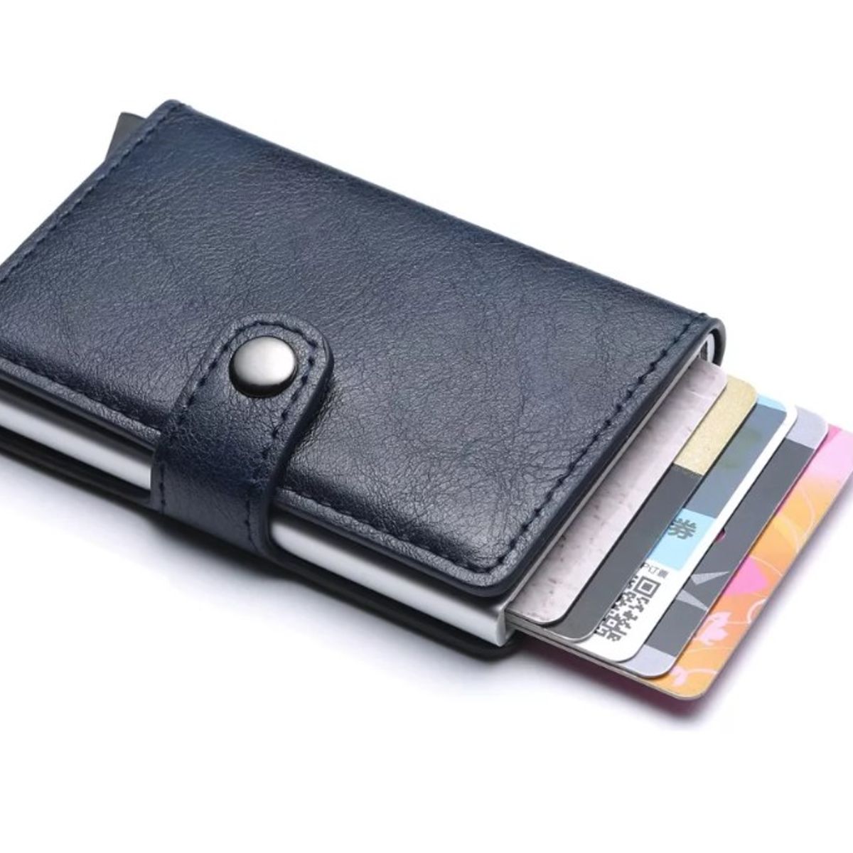GENERICO - Billetera Tarjetero Cuero Pu Minimalista Hombre Mujer Rfid Azul