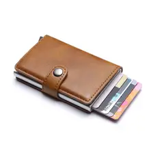 GENERICO - Billetera Tarjetero Cuero Pu Minimalista Hombre Mujer Rfid Café