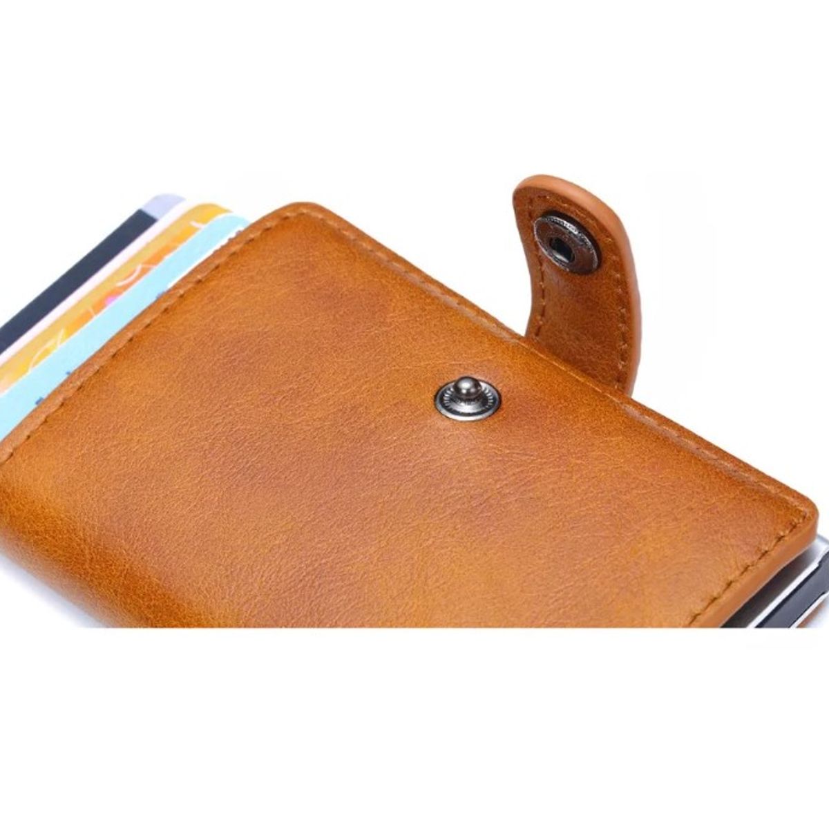 GENERICO - Billetera Tarjetero Cuero Pu Minimalista Hombre Mujer Rfid Café