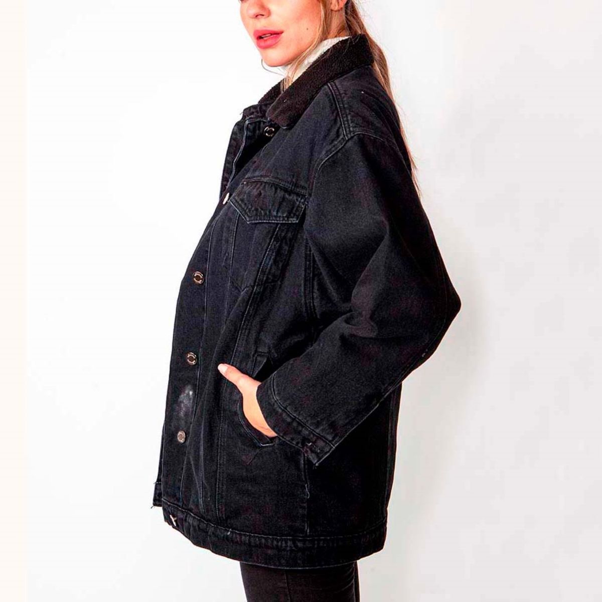 MOMCHIC - Chaqueta Chiporro Negro Over Size