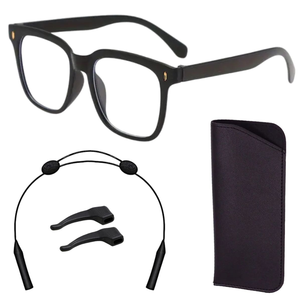 JM - Ruztik Set Lente Miopía 4.00 Anti Luz Azul + Estuche Correa