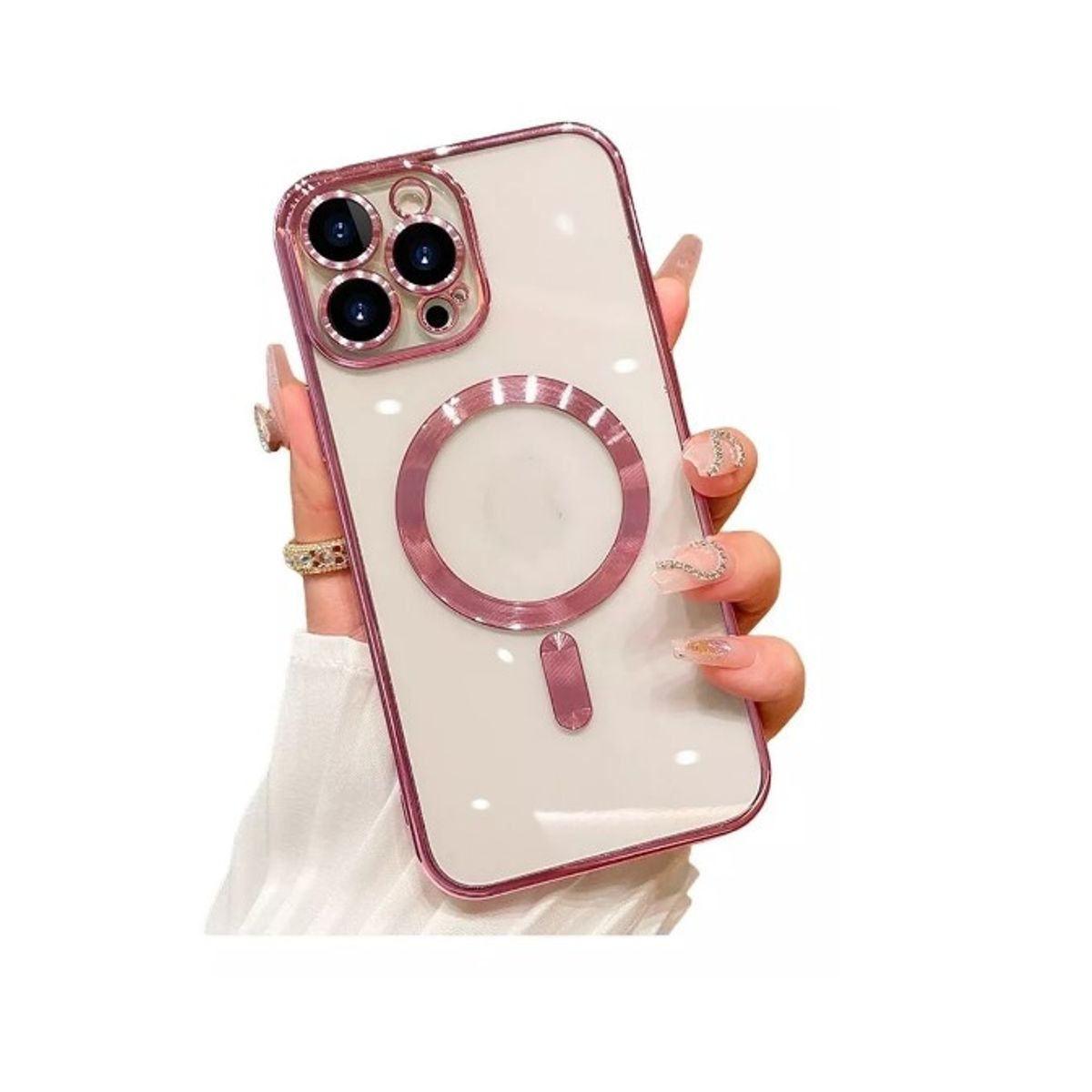 GENERICO - Carcasa Magsafe Protector De Camara Para iPhone 11 12 13 14 Rosa