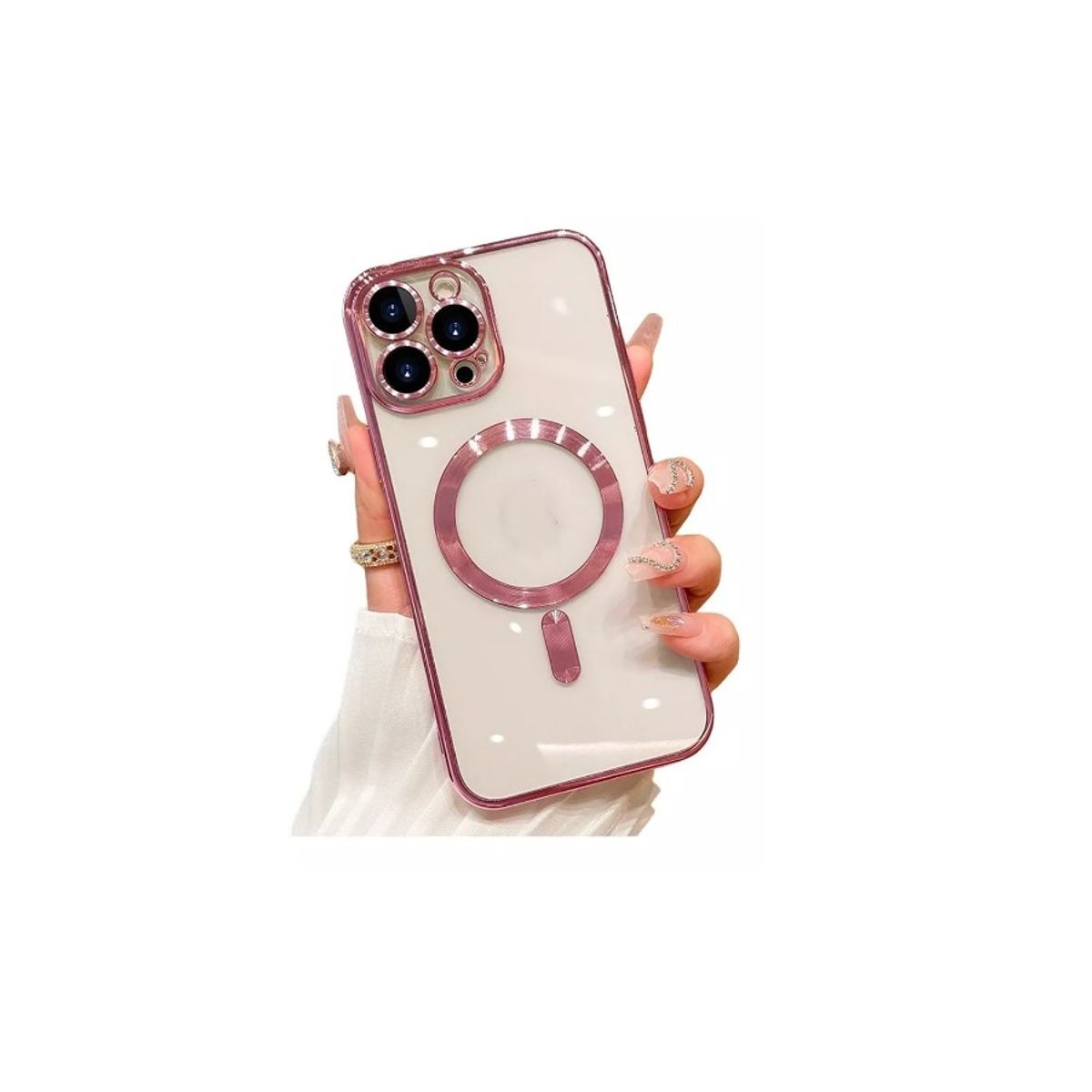 GENERICO - Carcasa Magsafe Protector De Camara Para iPhone 11 12 13 14 Rosa