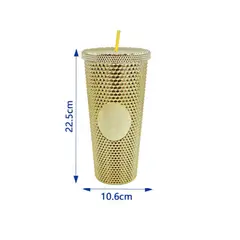 GENERICO - 700ml BOTELLA DE AGUA CON BOMBILLA Color Dorado