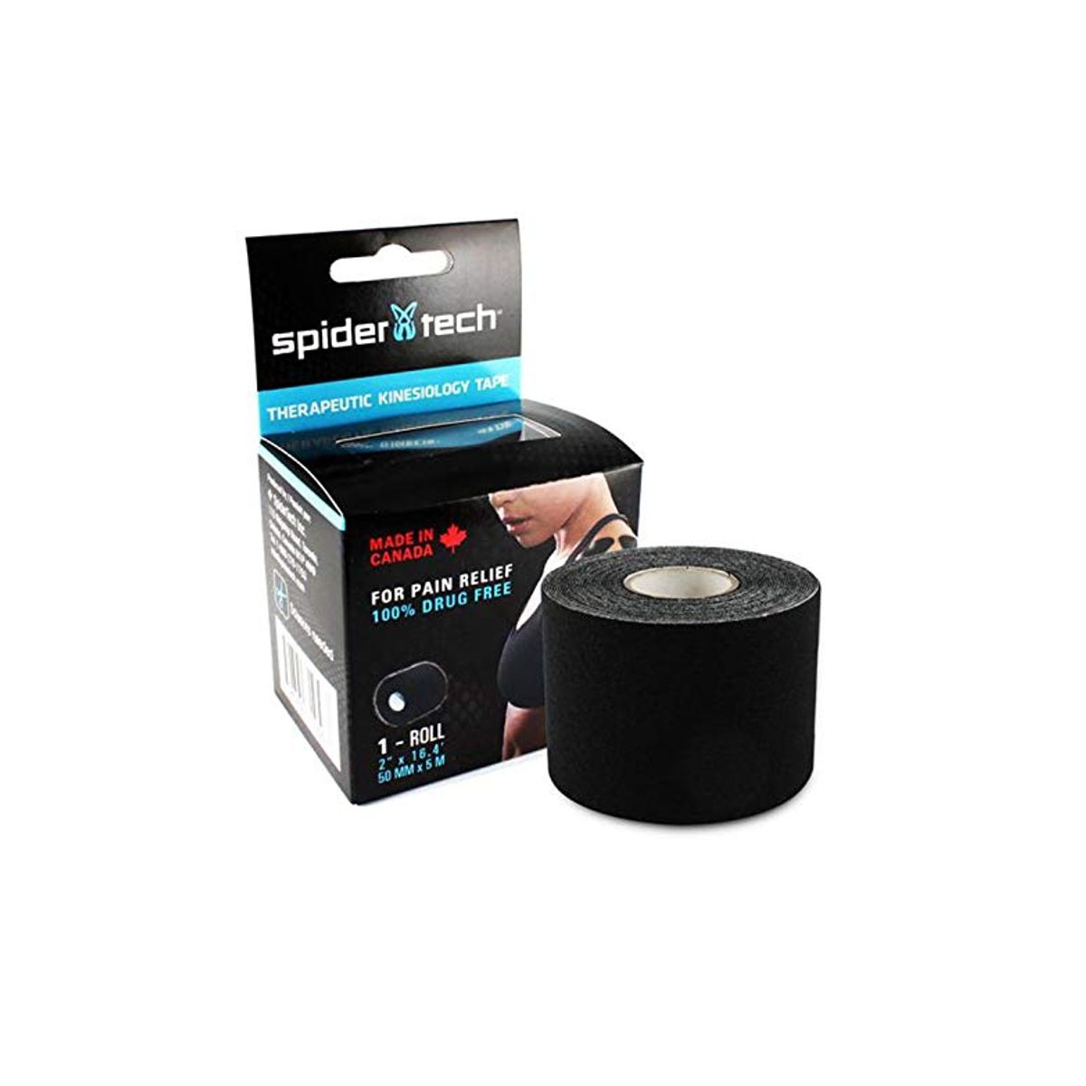 SPIDER TECH - Tape Kinesiologico Spidertech Negro (5 cm x 5 mts) Negro