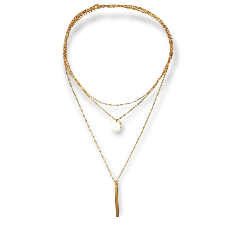 ELBAULDEJUMA - Colgante Multicapa Collar Moderno Chapado en Oro 18k Minimalista