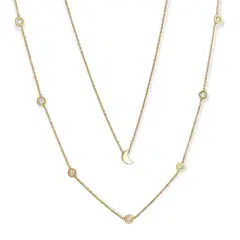 ELBAULDEJUMA - Conjunto Multicapa Colgante Largo Luna Chapado En Oro 18k