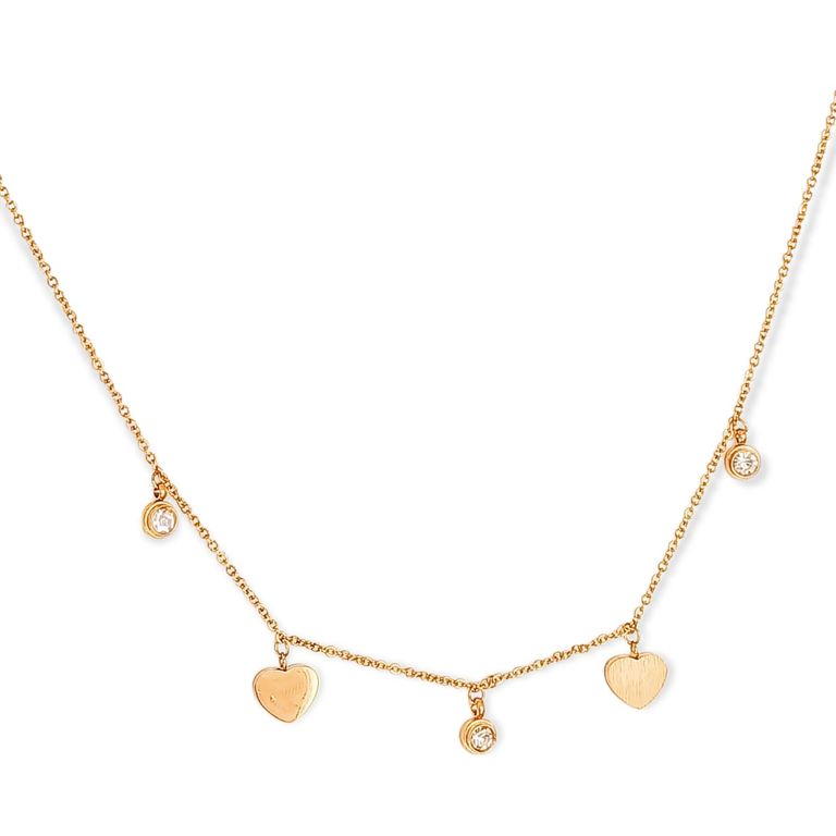 Cadena Colgante Punto De Luz Corazones Chapado En Oro 18k Multicolor ...