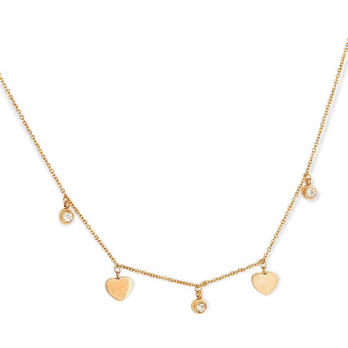 ELBAULDEJUMA - Cadena Colgante Punto De Luz Corazones Chapado En Oro 18k