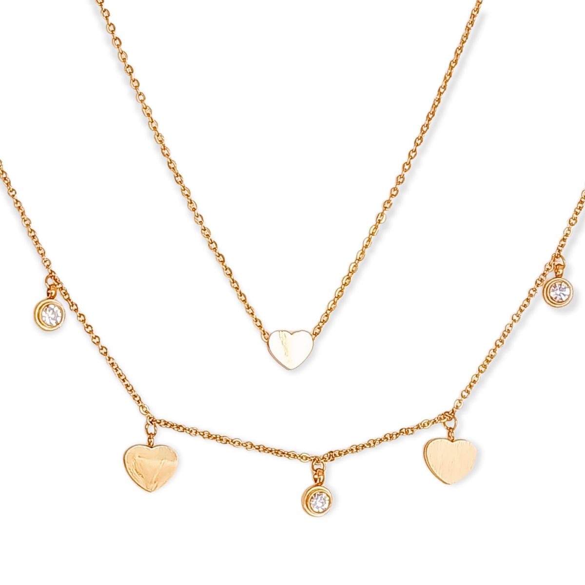ELBAULDEJUMA - Conjunto Multicapa Colgante Corazón Chapado En Oro 18k Amor