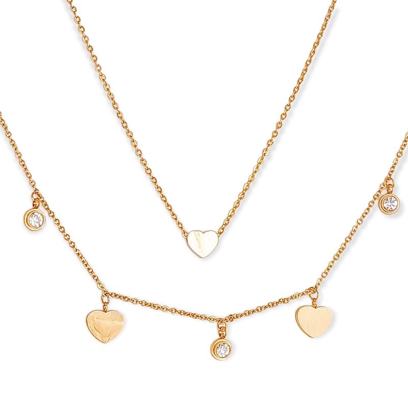 ELBAULDEJUMA - Conjunto Multicapa Colgante Corazón Chapado En Oro 18k Amor
