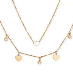 ELBAULDEJUMA - Conjunto Multicapa Colgante Corazón Chapado En Oro 18k Amor
