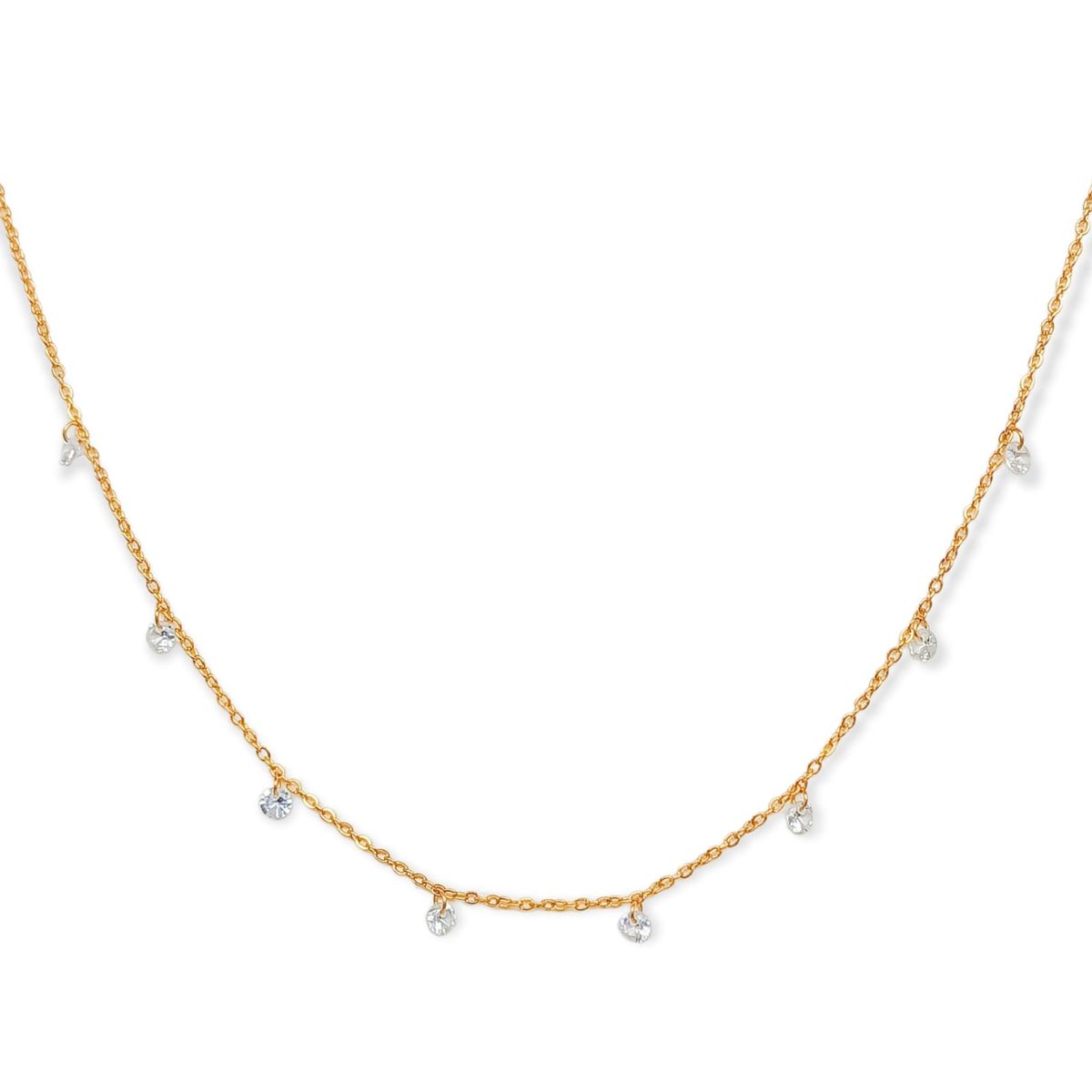 ELBAULDEJUMA - Cadena Colgante Punto De Luz Zirconia Chapado En Oro 18k