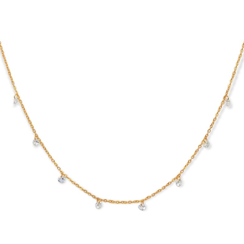 ELBAULDEJUMA - Cadena Colgante Punto De Luz Zirconia Chapado En Oro 18k