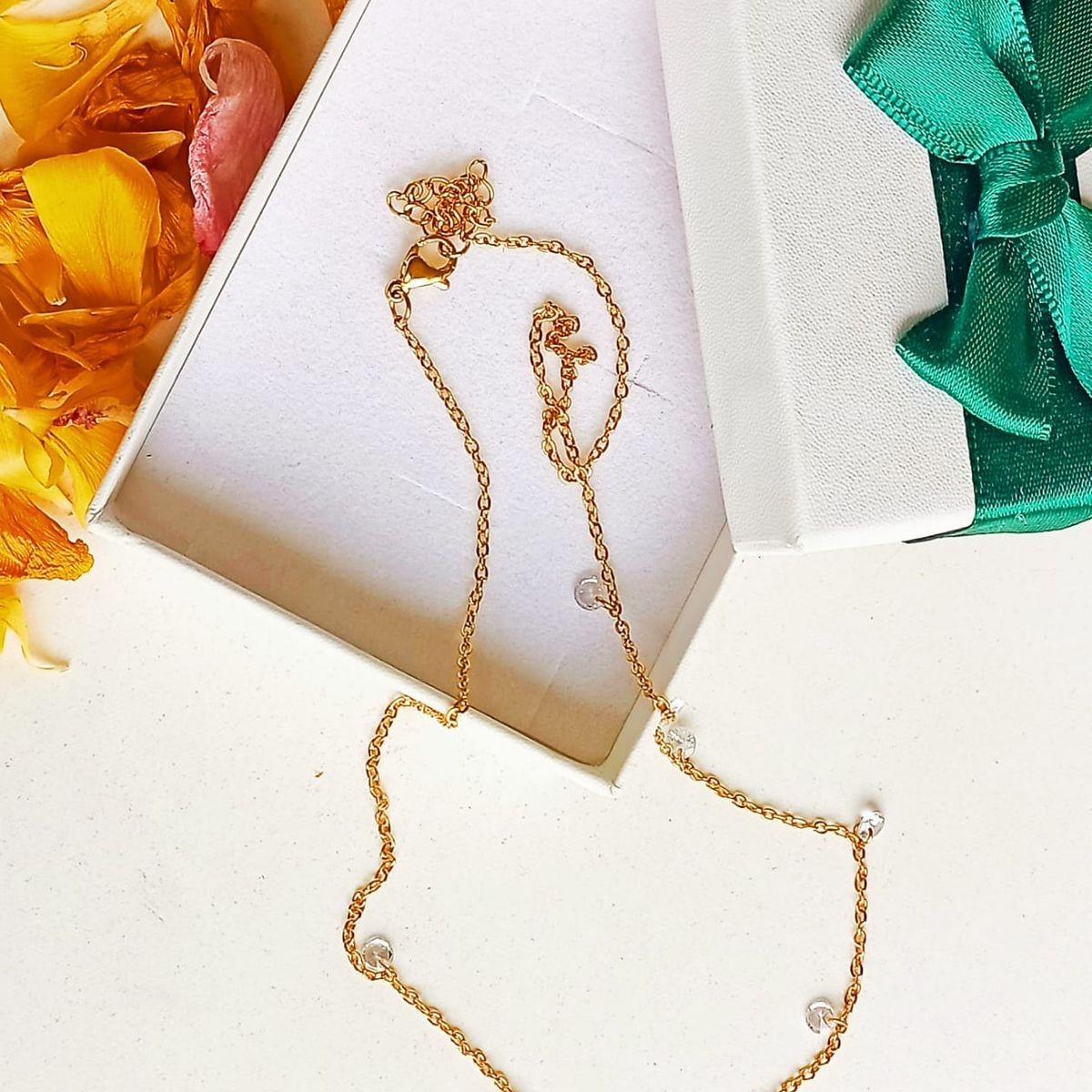 ELBAULDEJUMA - Cadena Colgante Punto De Luz Zirconia Chapado En Oro 18k