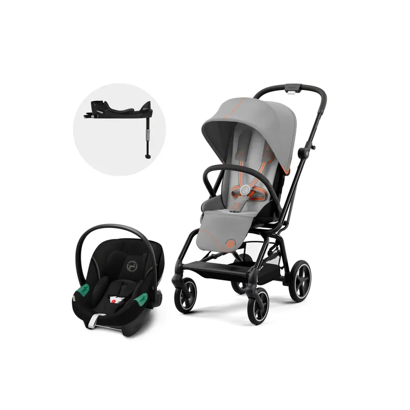 CYBEX - Coche Travel System Eezy S TW PL BLK LG + Aton S2 + Base CYBEX