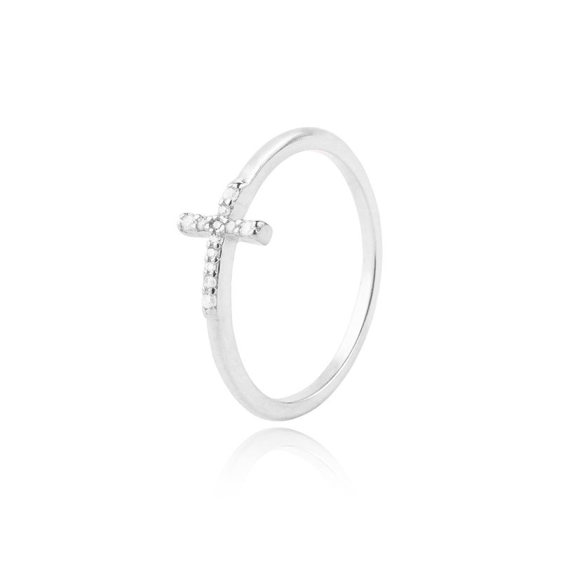 JB JOYAS BARON - Anillo de Plata Esterlina 925 Cruz Circon