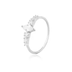 JB JOYAS BARON - Anillo de Plata Esterlina 925 Gota Central
